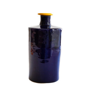 Val pottery Rio bottle blauw met gele dop